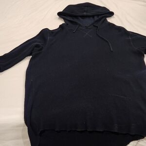 Zara Dark Blue Thermo Knit Hoodie. Sleeve Stops Above Elbow Size L